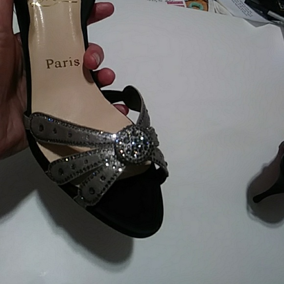 LOUBOUTIN SLING BACKS 3,5 INCH W CRYSTALS SIZE 37 - Picture 2 of 8